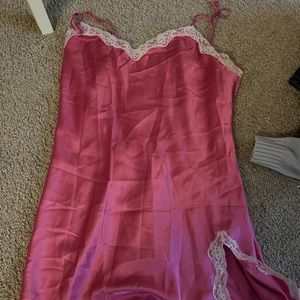 pink silk slip dress